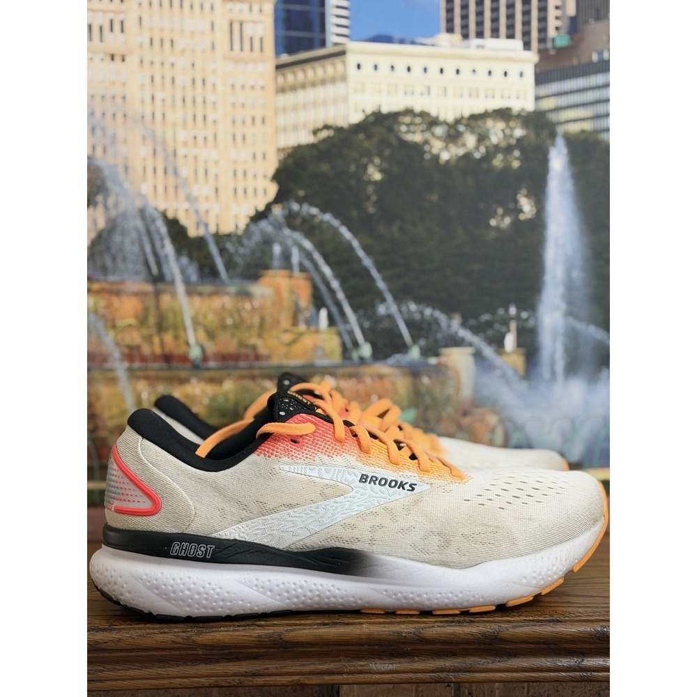 Brooks Ghost 16 Shoes Mens Size 11 D White Orange Running Sneakers 1104181D170
